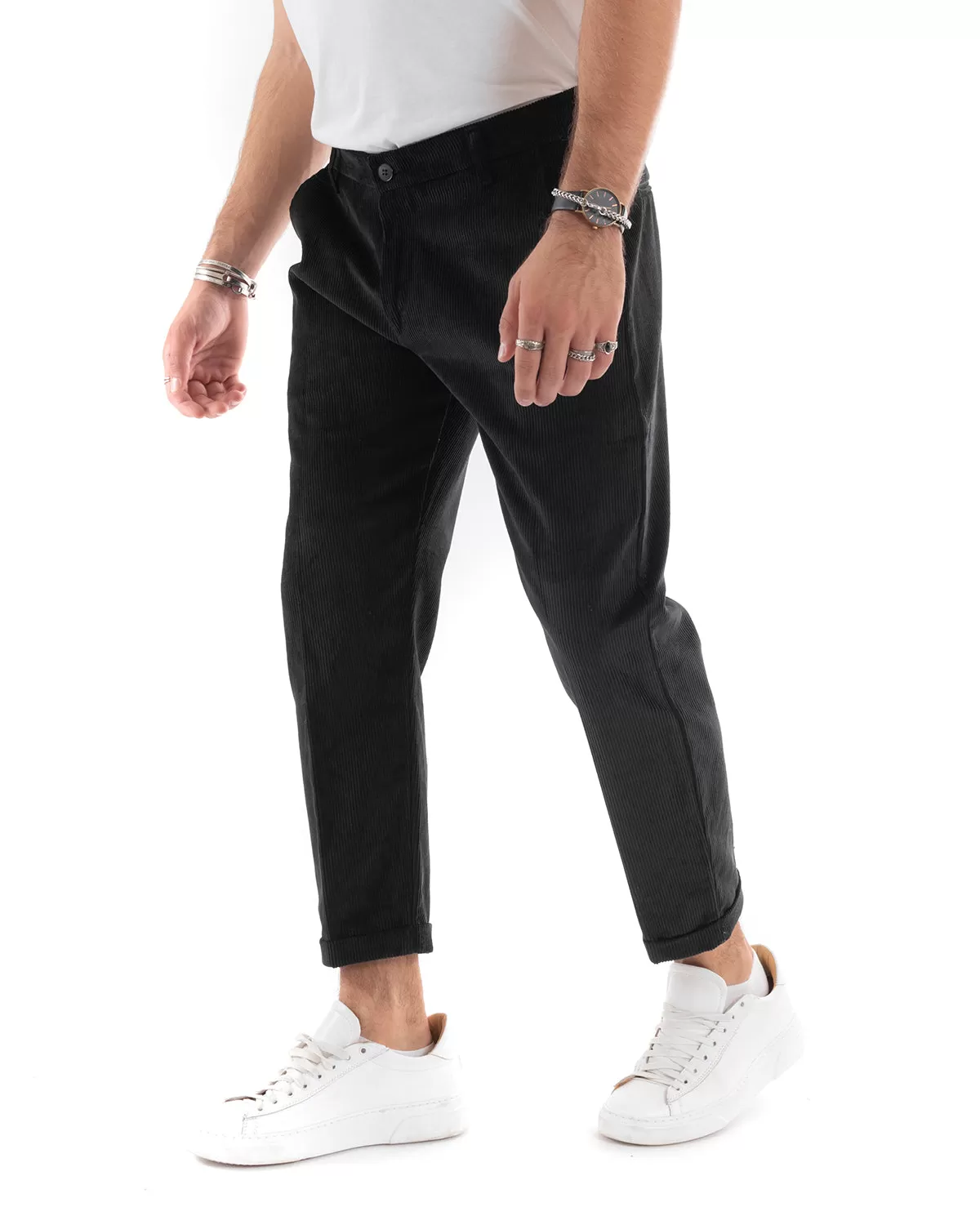 Abito Uomo Monopetto Vestito Velluto Completo Giacca Pantaloni Nero Elegante Cerimonia GIOSAL-OU2187A