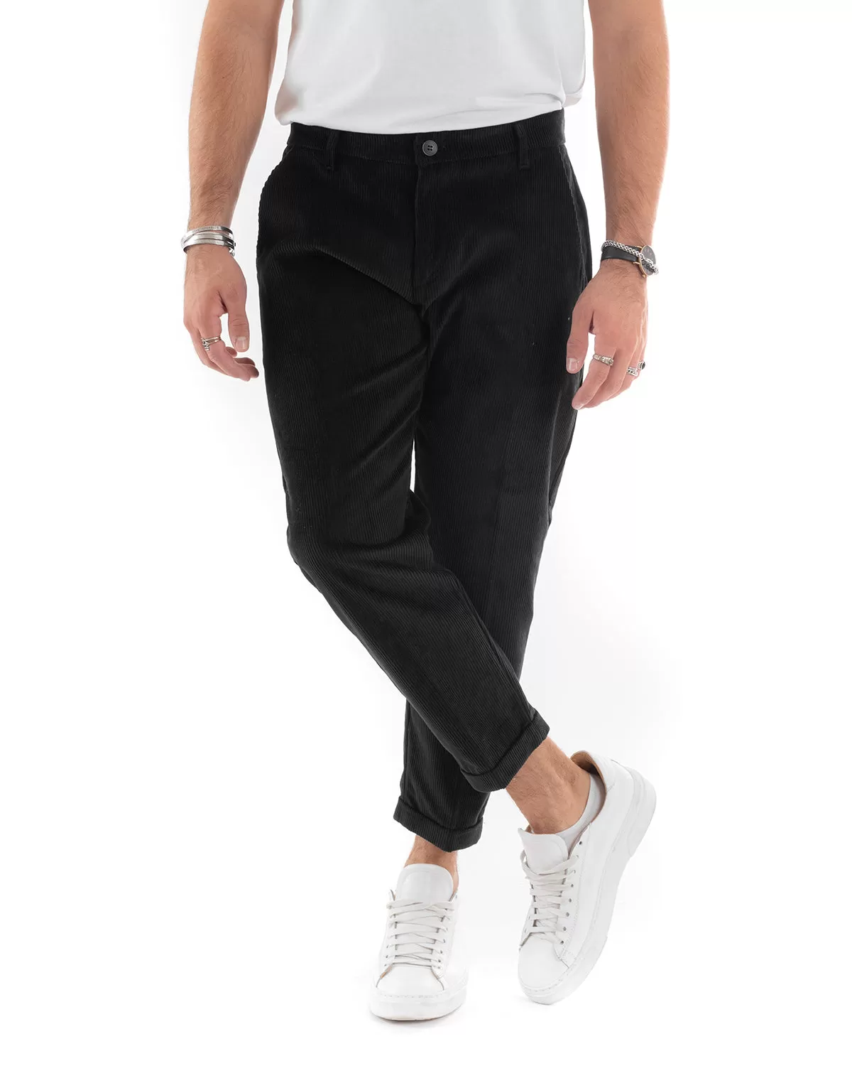 Abito Uomo Monopetto Vestito Velluto Completo Giacca Pantaloni Nero Elegante Cerimonia GIOSAL-OU2187A