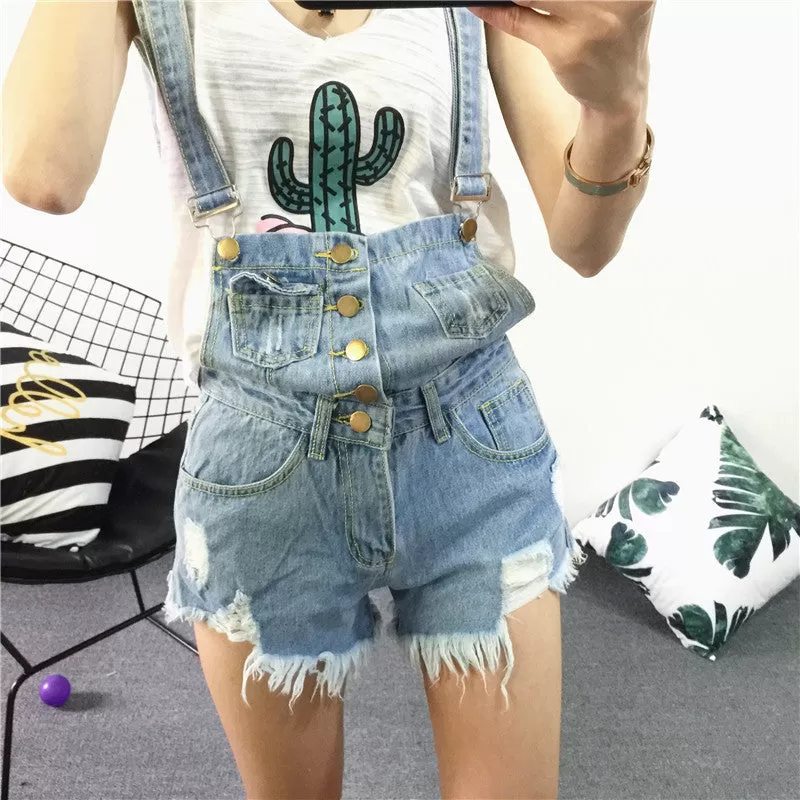 Acid Wash Denim Overalls