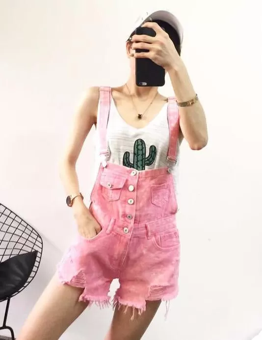 Acid Wash Denim Overalls