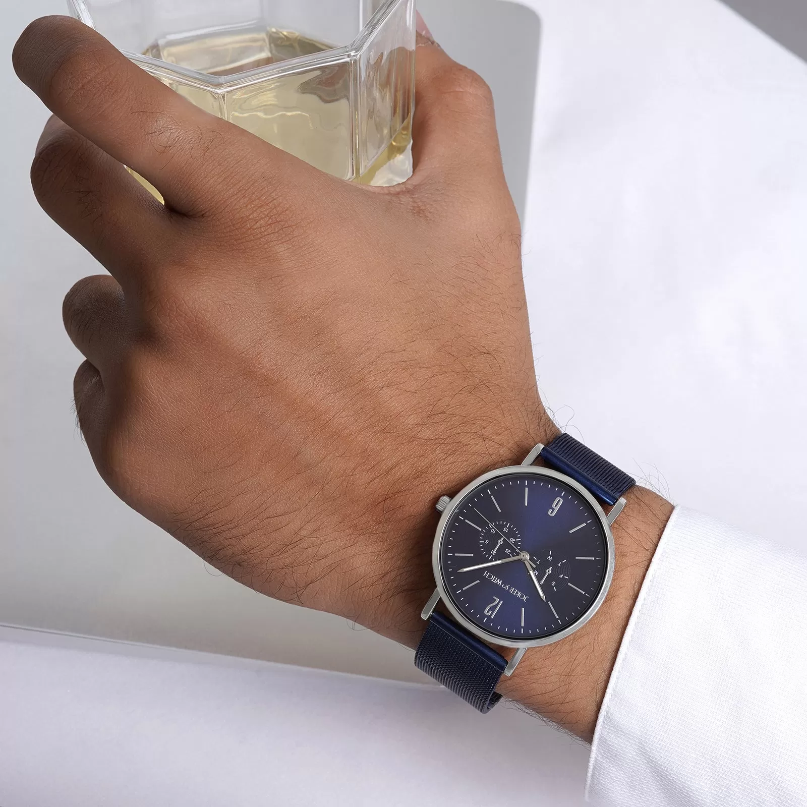 Agera Blue Dial Blue Mesh Strap Watch