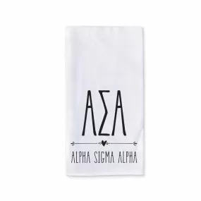 Alpha Sigma Alpha Sorority Kitchen Towel with Boho Design