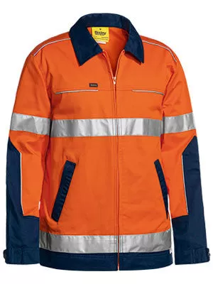 Bisley 3M Taped Two Tone Hi Vis Liquid Repellent Cotton Drill Jacket BJ6917T