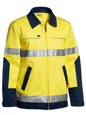 Bisley 3M Taped Two Tone Hi Vis Liquid Repellent Cotton Drill Jacket BJ6917T