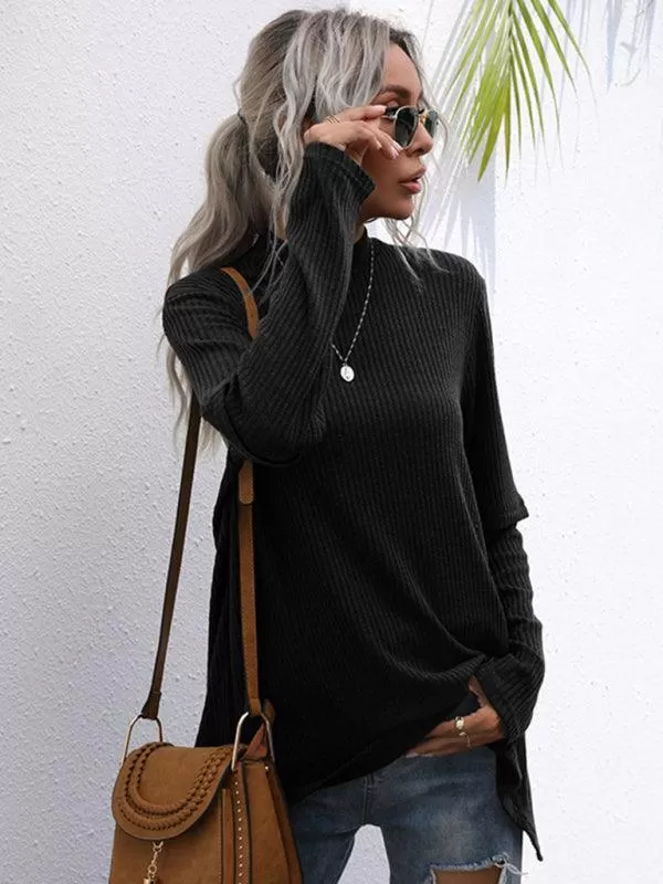 Black Loose Turtleneck Pullover Sweater Women