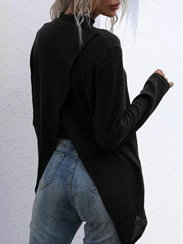 Black Loose Turtleneck Pullover Sweater Women