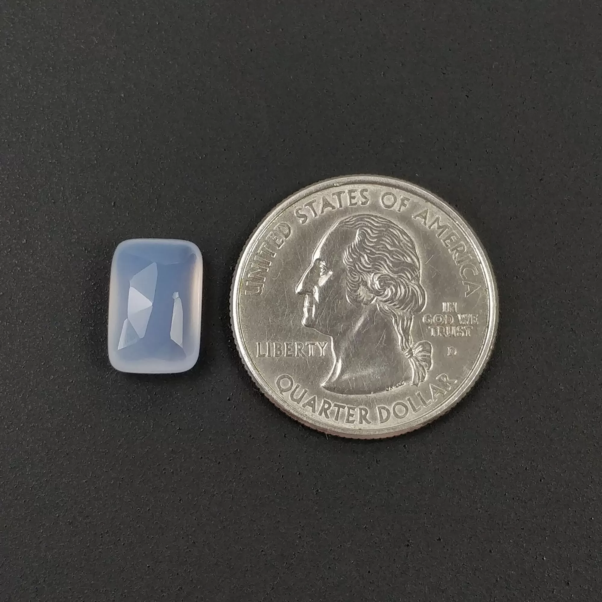 Blue Chalcedony Gemstone Rose Cut : 4.45cts Natural Untreated Chalcedony Cushion Shape 12*8mm