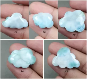 BLUE LARIMAR Gemstone Carving : Natural Untreated Unheated Larimar Bi-Color Hand Carved Cloud