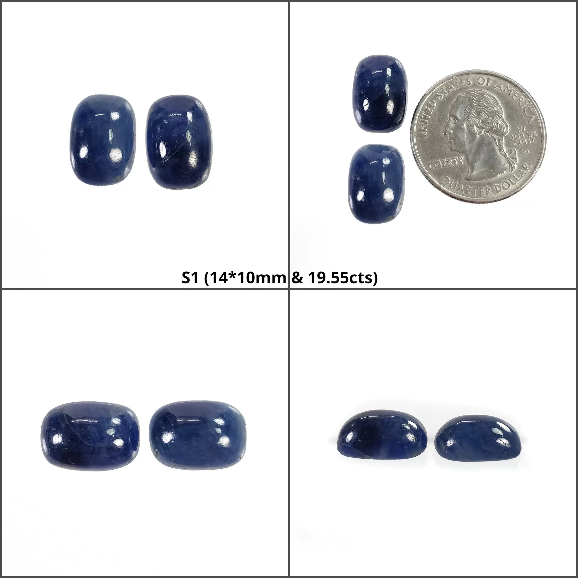 BLUE SAPPHIRE Gemstone Cabochon : Natural Untreated Unheated Sapphire Oval Pear Cushion Shape Cabochon 2pcs & 4pcs Set