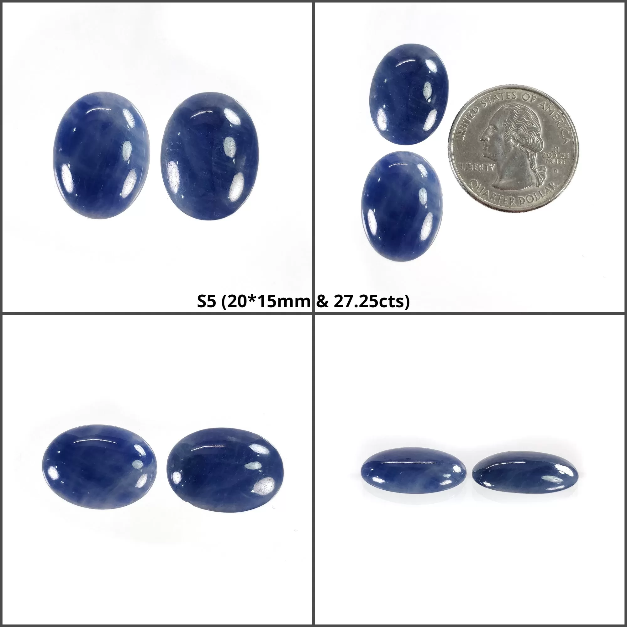 BLUE SAPPHIRE Gemstone Cabochon : Natural Untreated Unheated Sapphire Oval Pear Cushion Shape Cabochon 2pcs & 4pcs Set