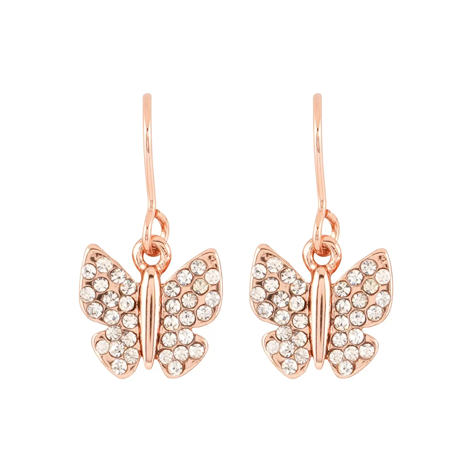 Butterfly Rhinestone Rosegold Earrings