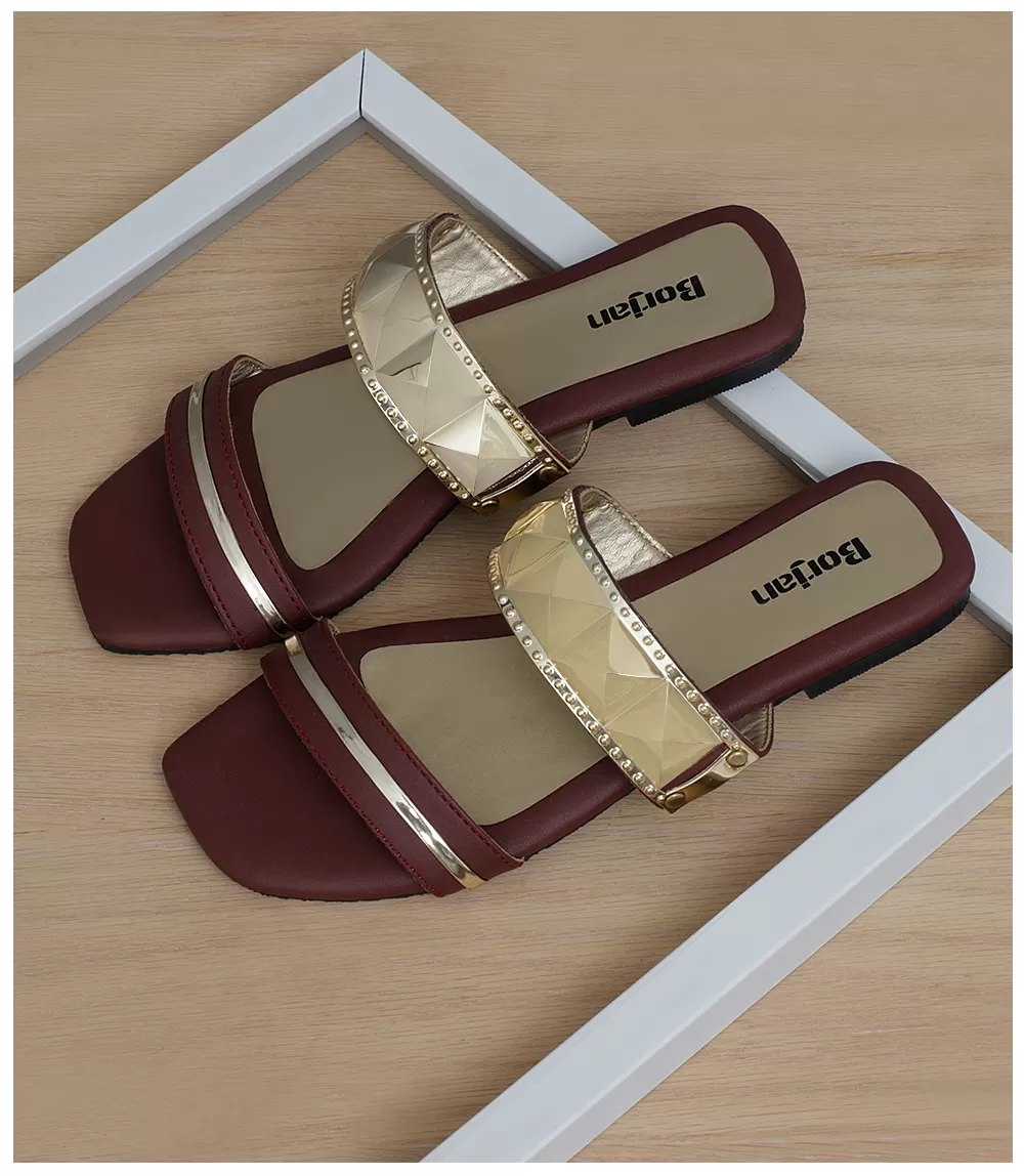 BW8041-MAROON-Women Casual Slipper