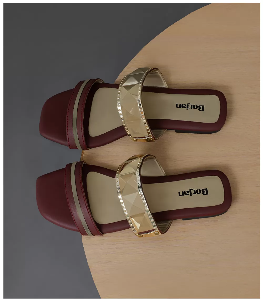 BW8041-MAROON-Women Casual Slipper