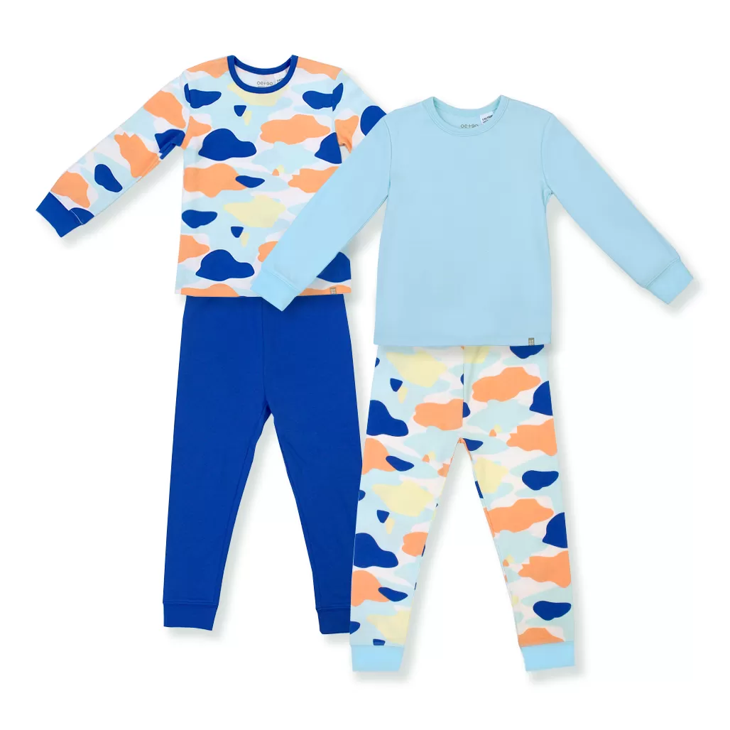 Camo Flash Jammies Pyjamas 4pc Bundle Set (Blue)