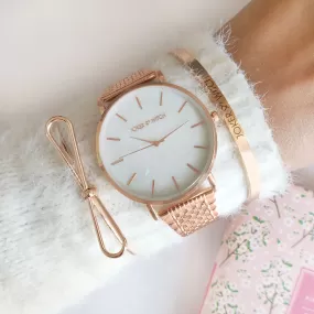 Carrie Rose Gold Watch Bracelet Stack