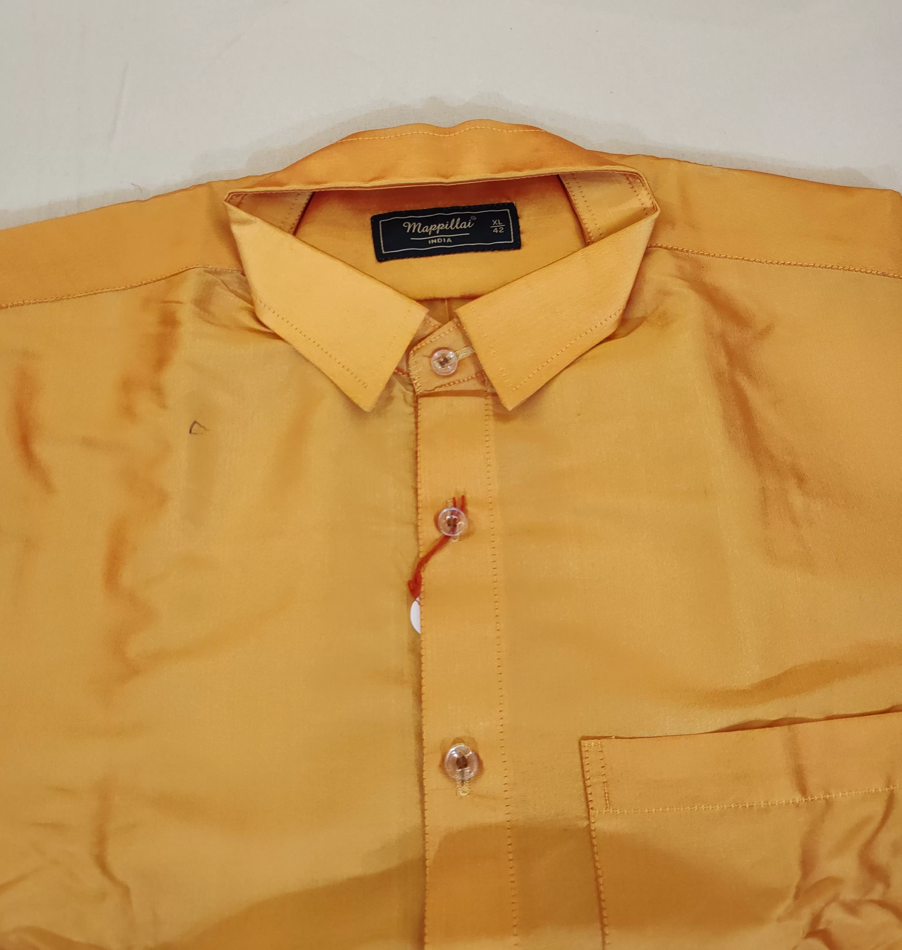 Charming Golden Color Half Sleeve Silk Shirt For Men