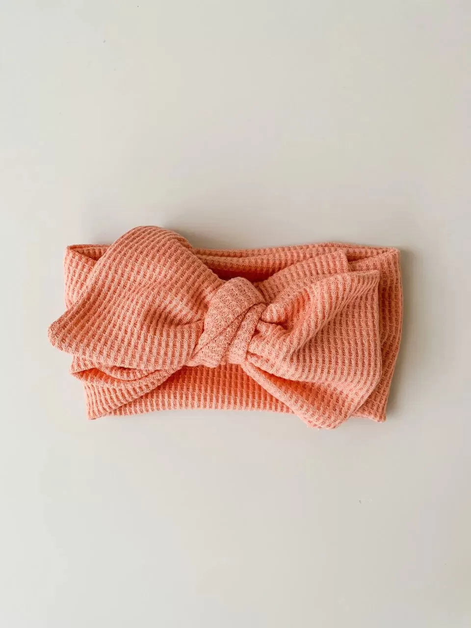 Chunky Waffle Bow Headband | Coral