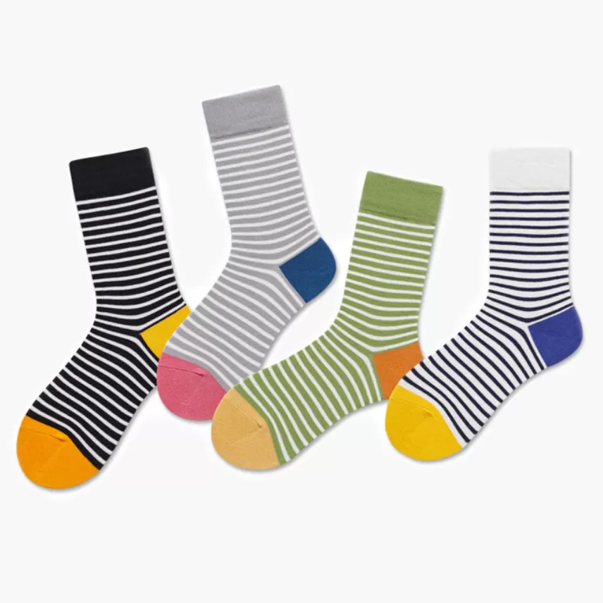 Crew Socks | French Stripes | Black