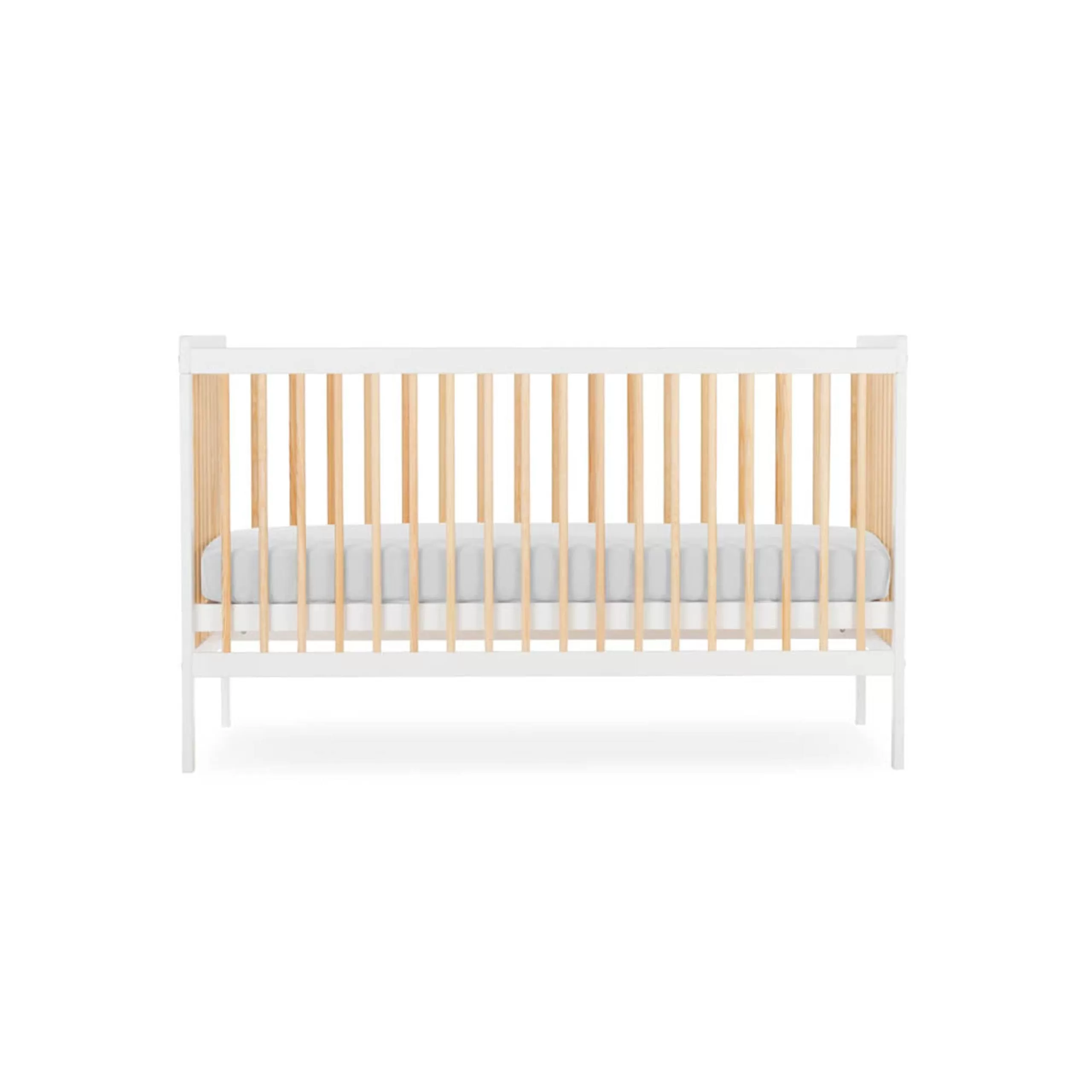 CuddleCo Nola 3pc Set Changer, Cot Bed and Clothes Rail - White & Natural