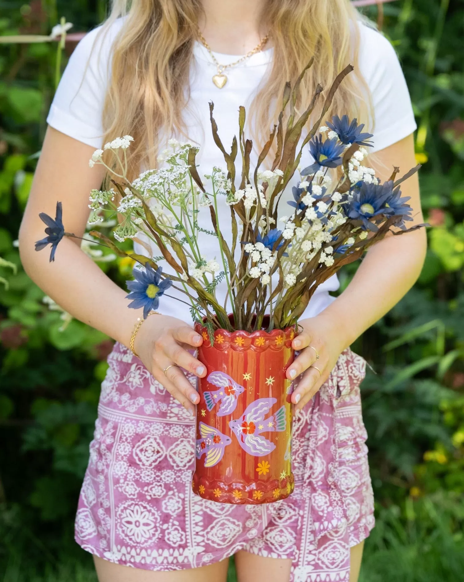 Cutlery Jar/Vase Purple Birds