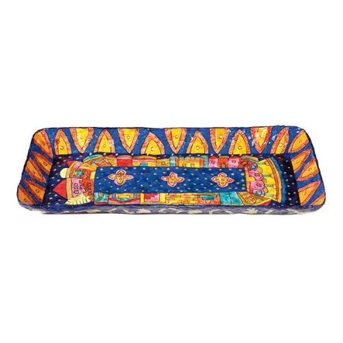 Decorative Tray Papier Mache Hand Painted Tray Jerusalem View