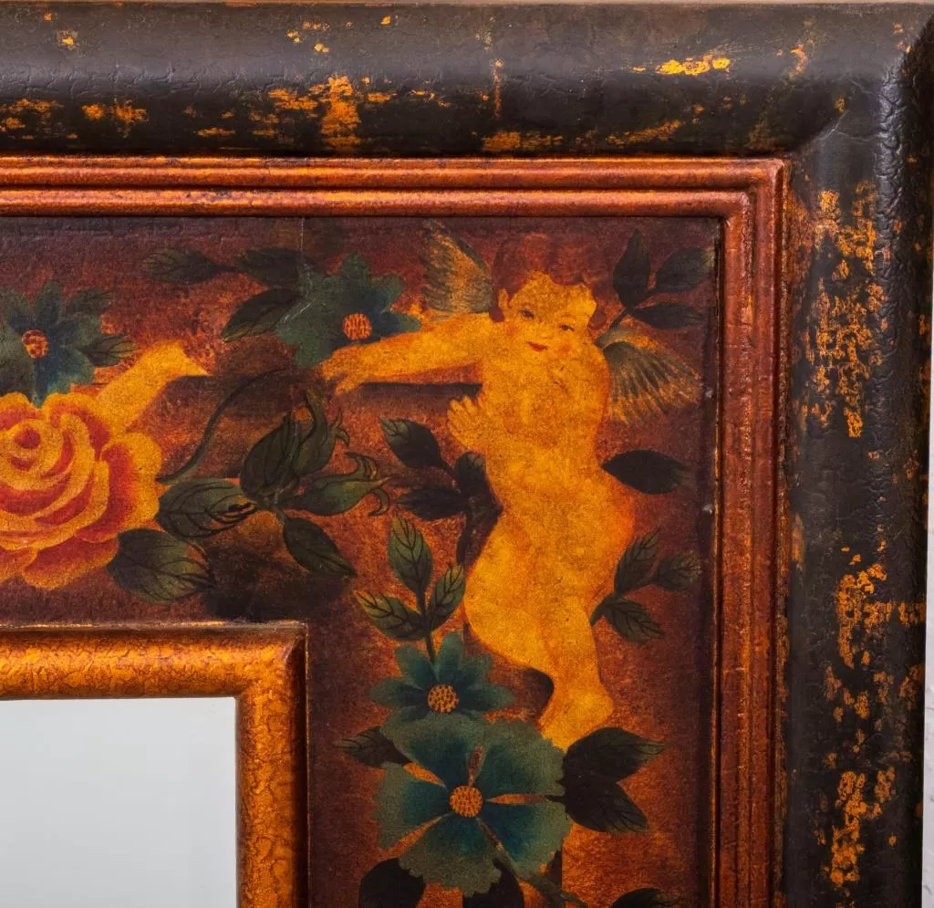 Decoupage Decorative Cherub Mirror, 20th C