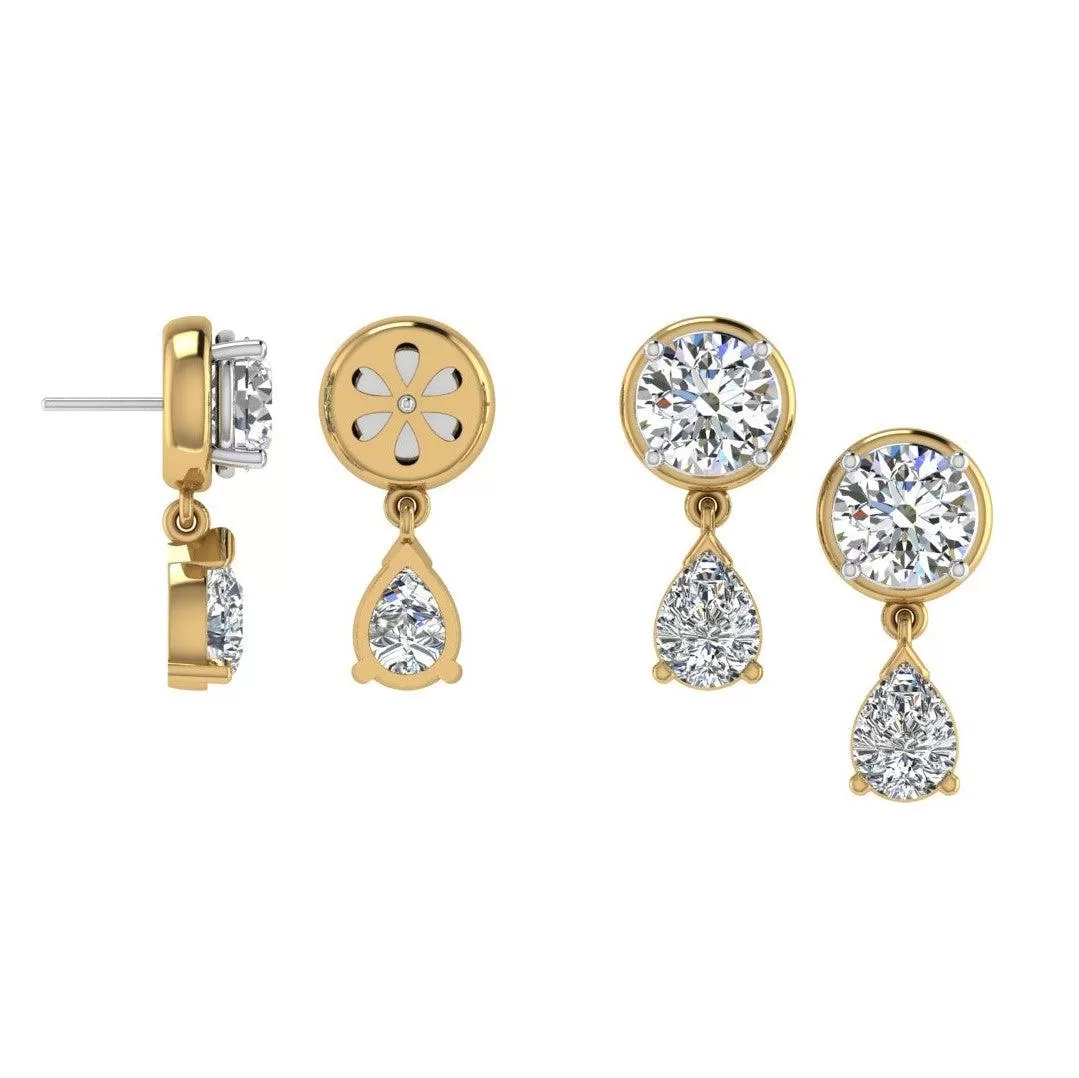 Diamond Dangle Jacket Earrings 14K Gold