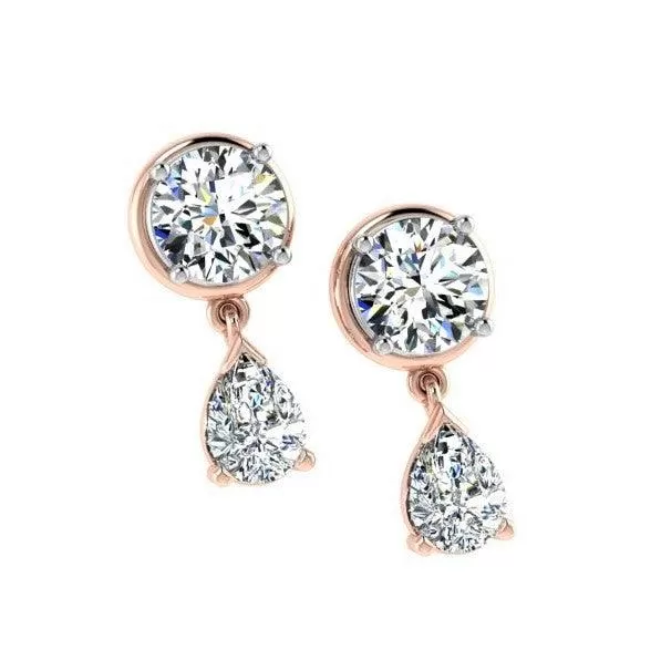 Diamond Dangle Jacket Earrings 14K Gold