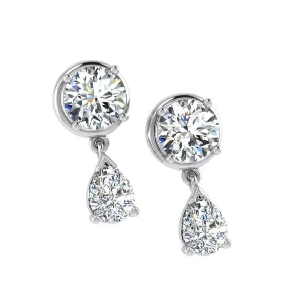 Diamond Dangle Jacket Earrings 14K Gold