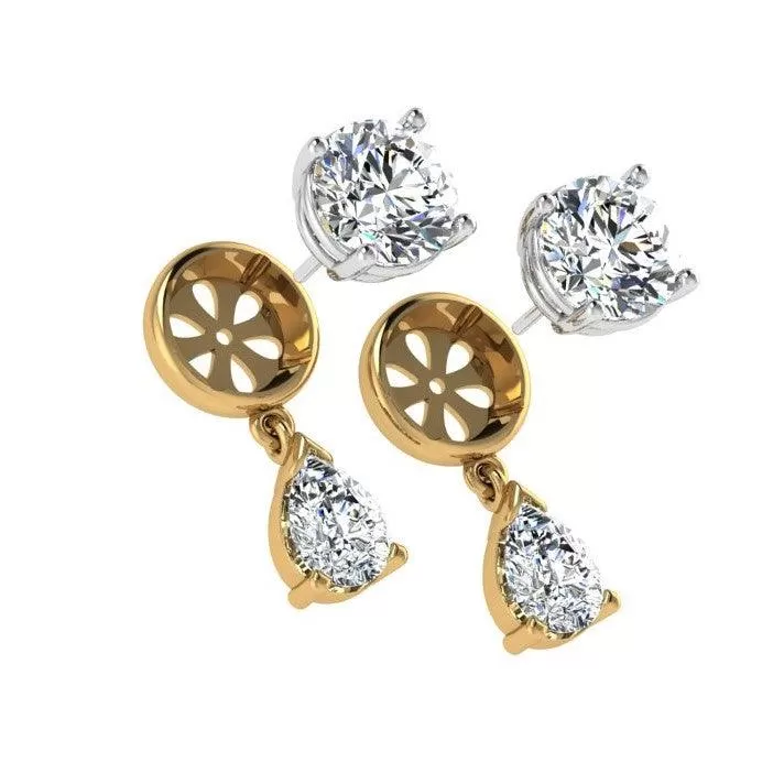 Diamond Dangle Jacket Earrings 14K Gold