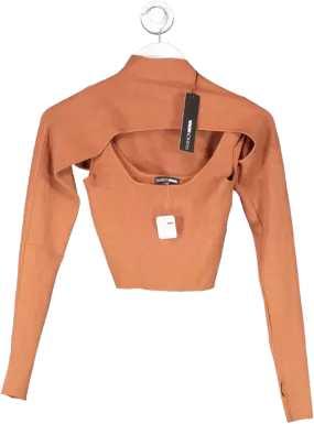 Fashion Nova Brown Feeling Fine Mock Neck Sweater Set UK S