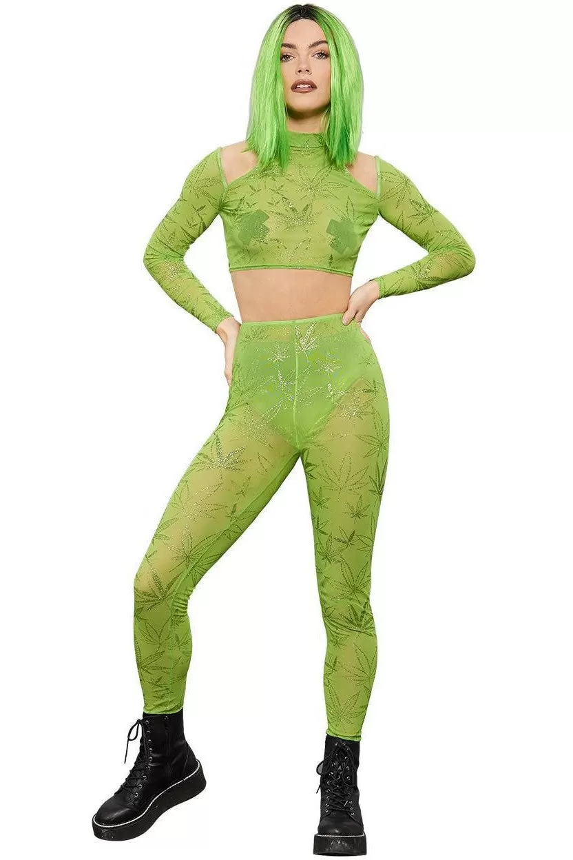 Fever Cannabis Sheer Crop Top Leggings