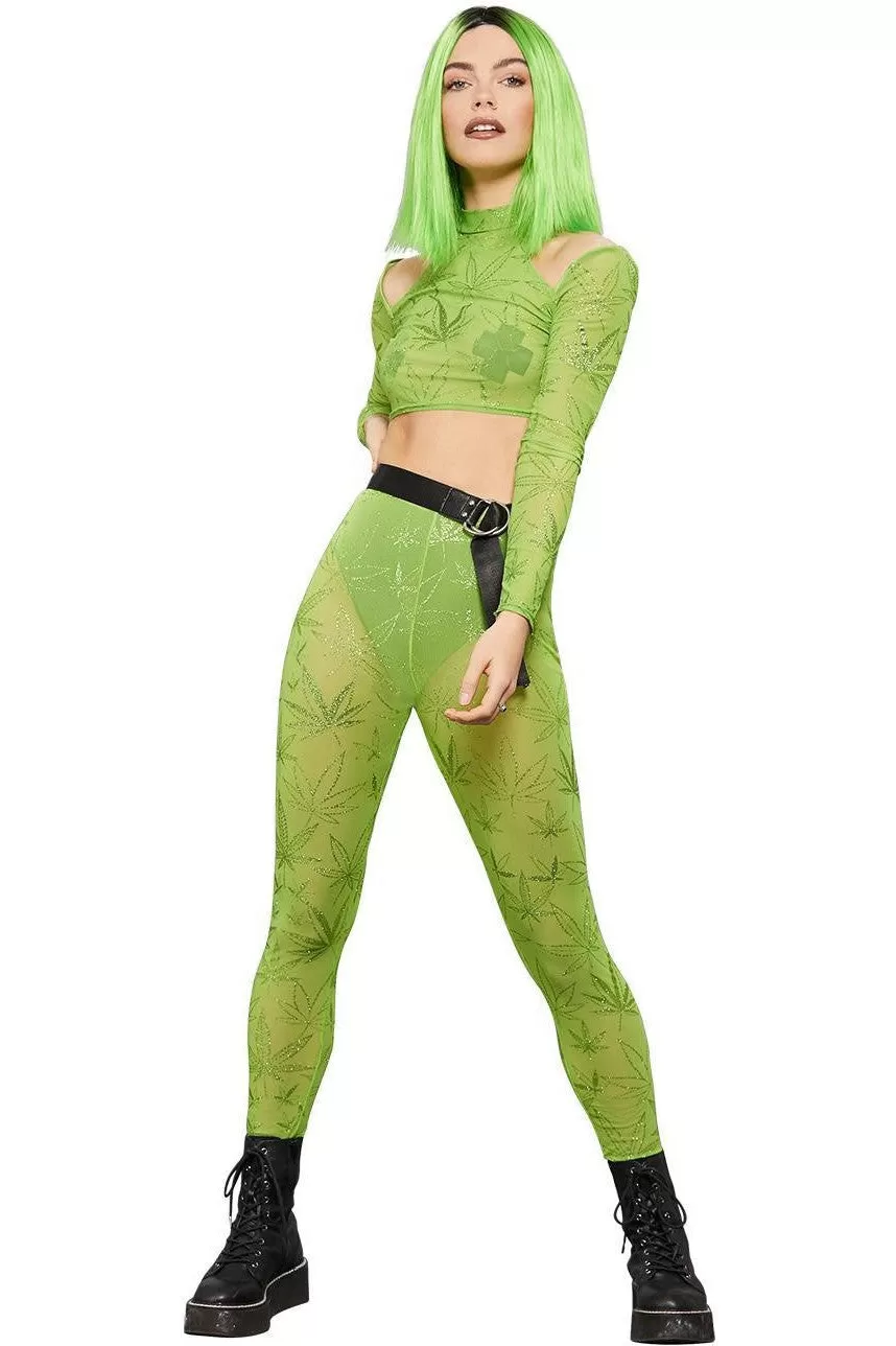 Fever Cannabis Sheer Crop Top Leggings