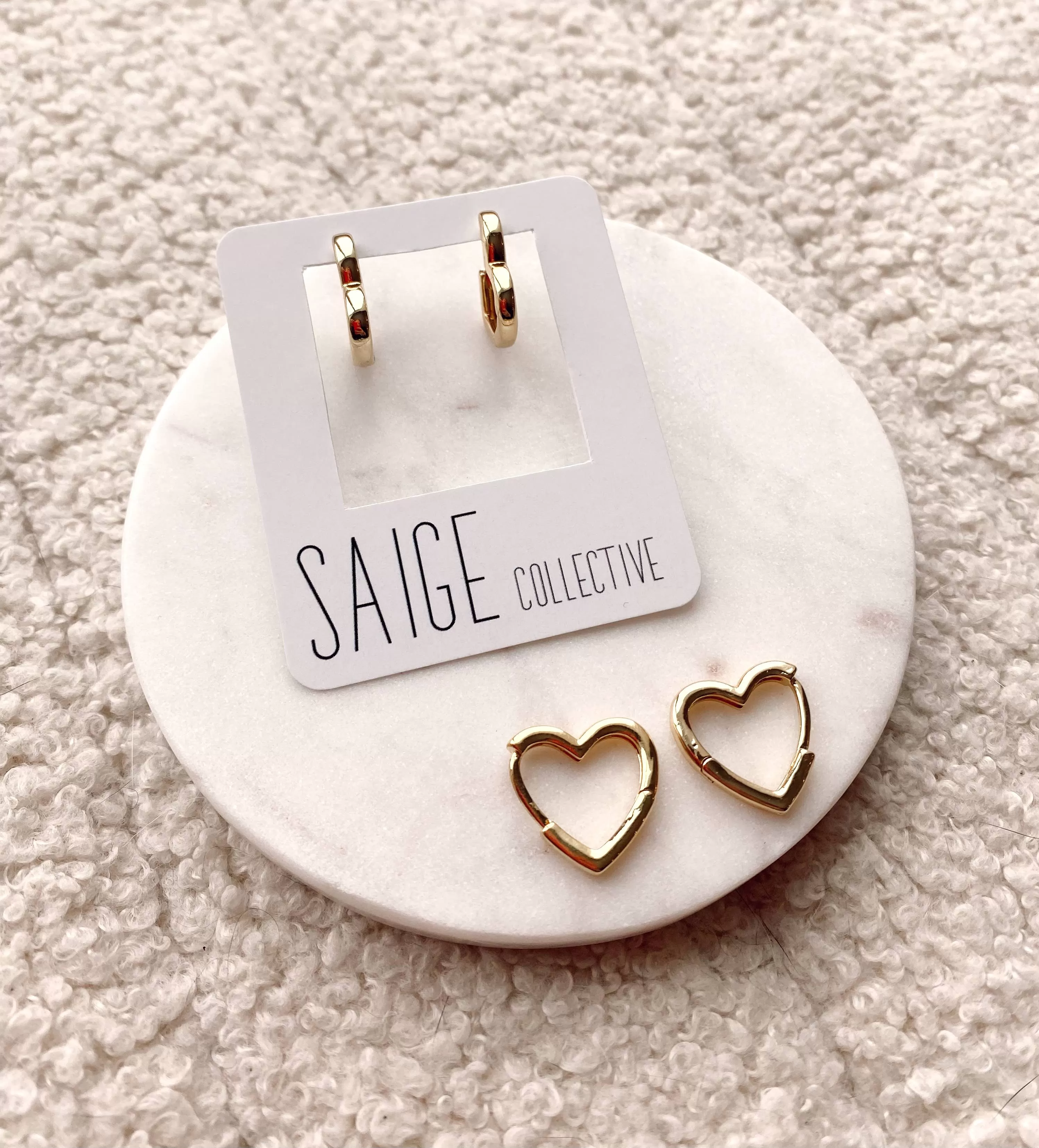 Gold Plated Heart Huggie Hoop