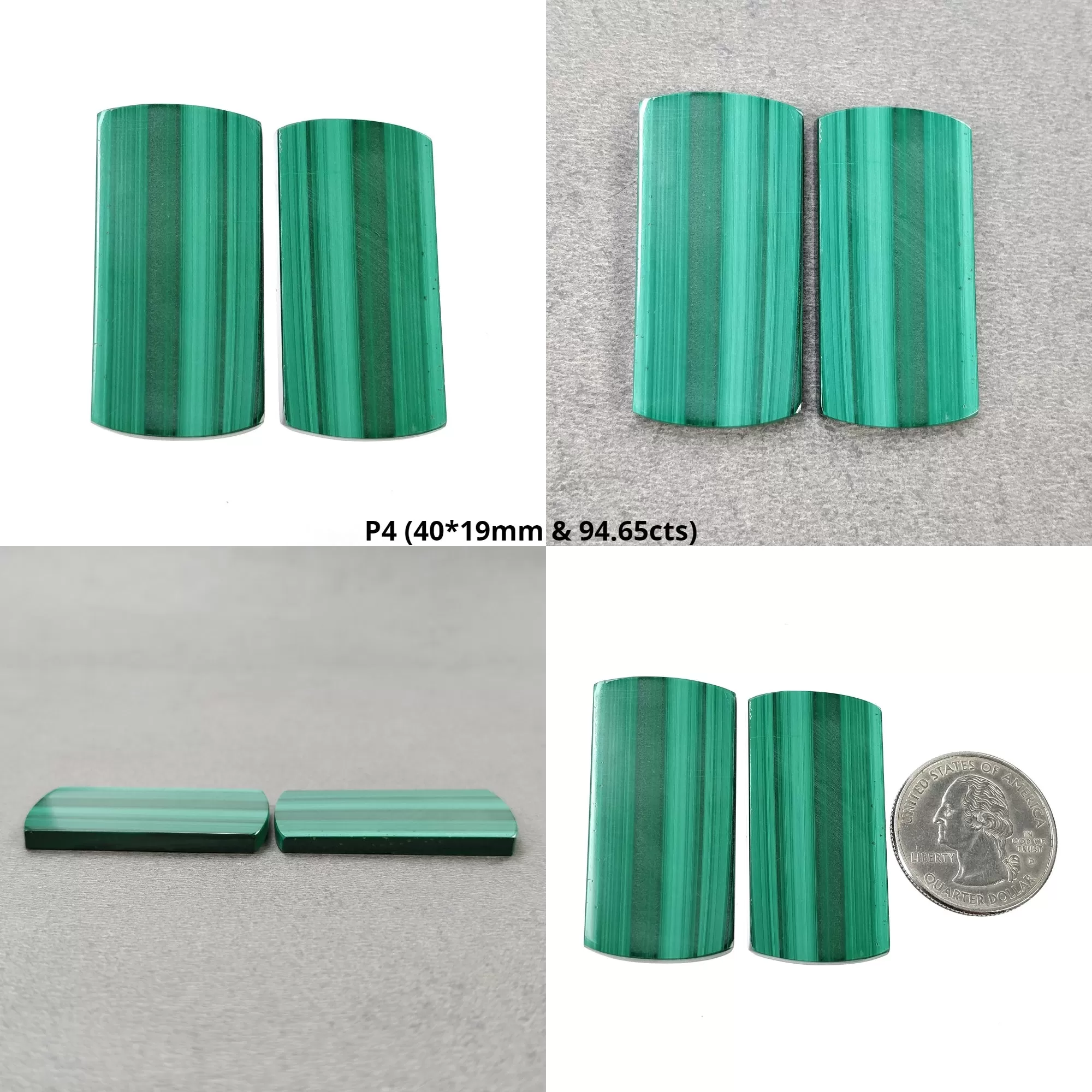 GREEN MALACHITE Gemstone Flat Slices : Natural Untreated Bi-Color Malachite Cushion Shape Pair