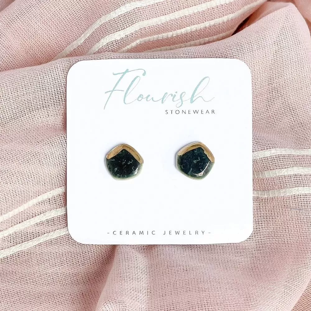 Green Organic Studs | Flourish Stonewear