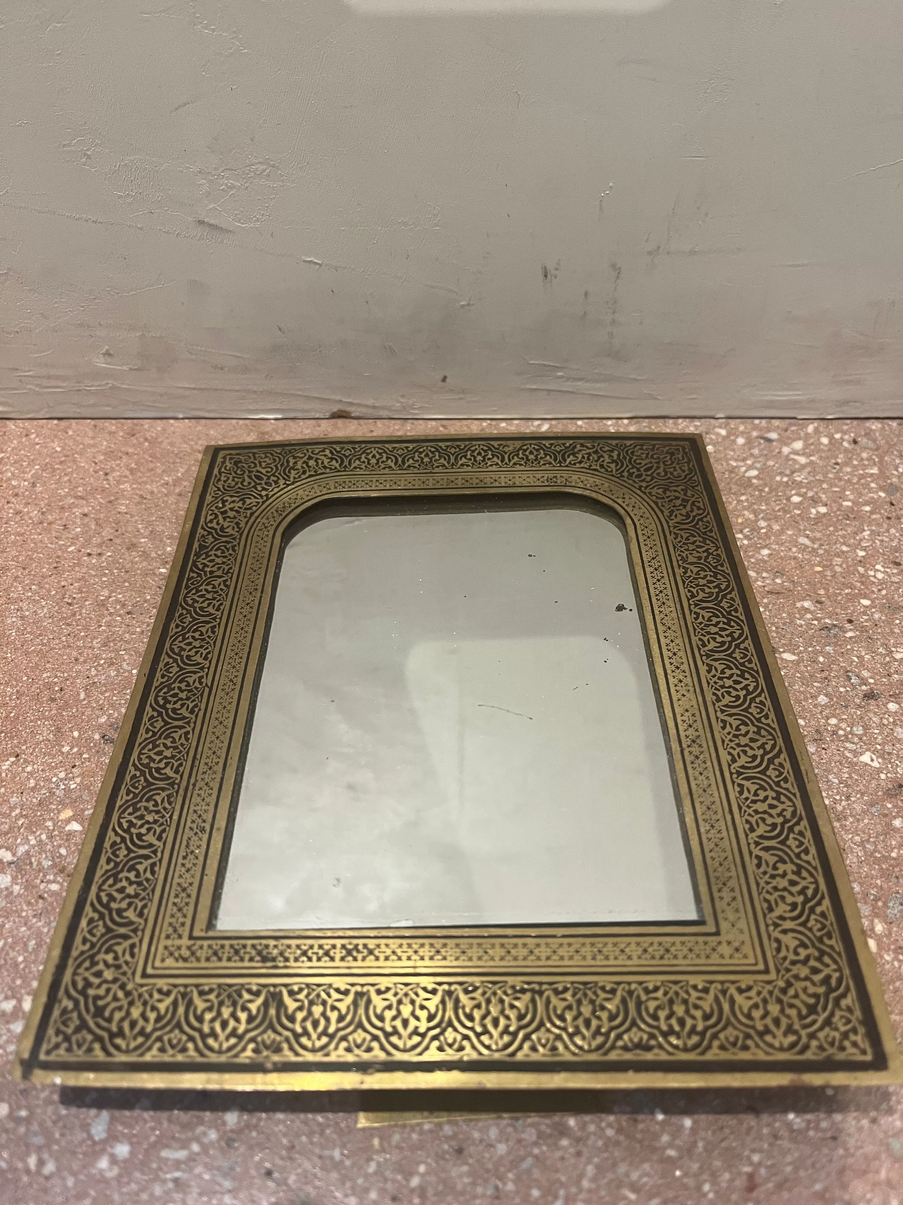 Hand-Etched Brass Decorative Mirror