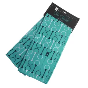 Hunt Seat Paper Co. Snaffle Bits Tea Towel in Teal