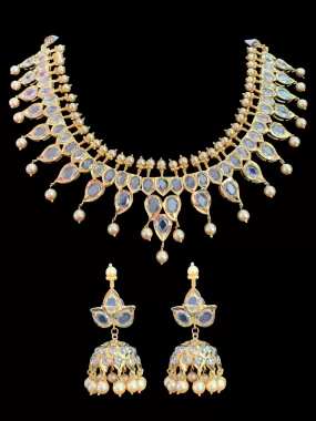 Hyderabadi gold plated polki necklace in gold plated silver