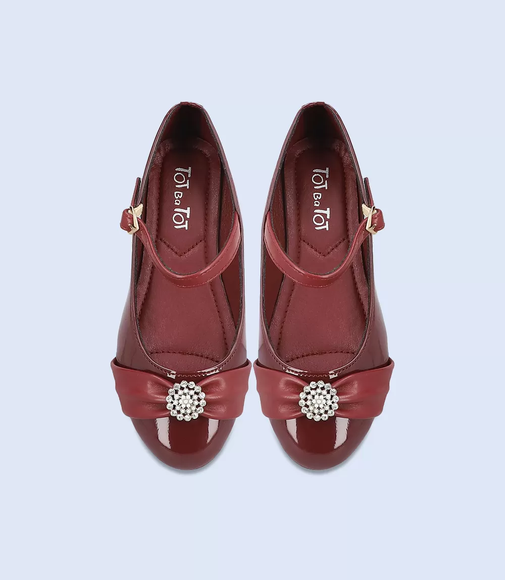 KG0059-MAROON-Girls Casual Ballerina