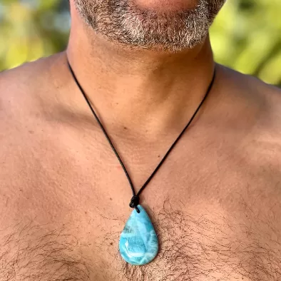 Larimar Leather Necklace Owen