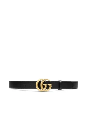 Leather belt with Double G buckle