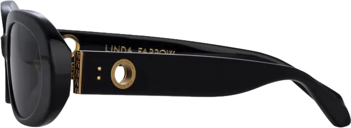 Linda Farrow Cara Oval Sunglasses In Black / Gold