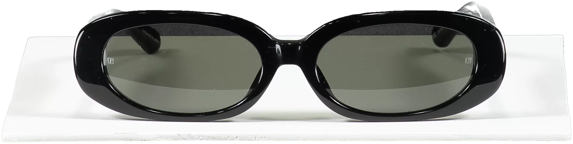 Linda Farrow Cara Oval Sunglasses In Black / Gold