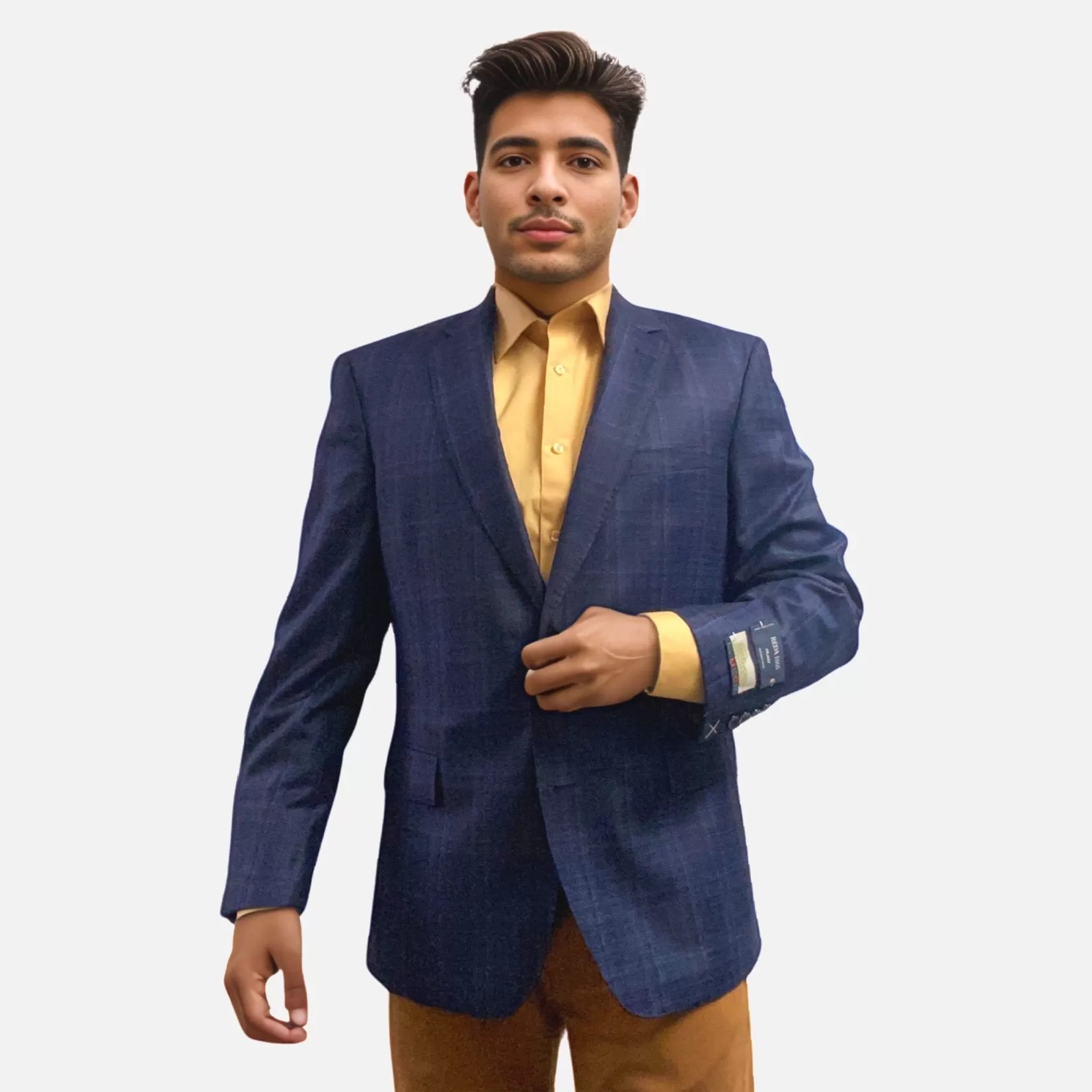 Luxury Blue Wool Men's Modern Fit Blazer - Single-Breasted