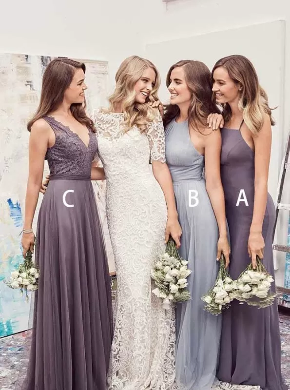 Mermaid Halter Dark Grey Elastic Satin Bridesmaid Dress