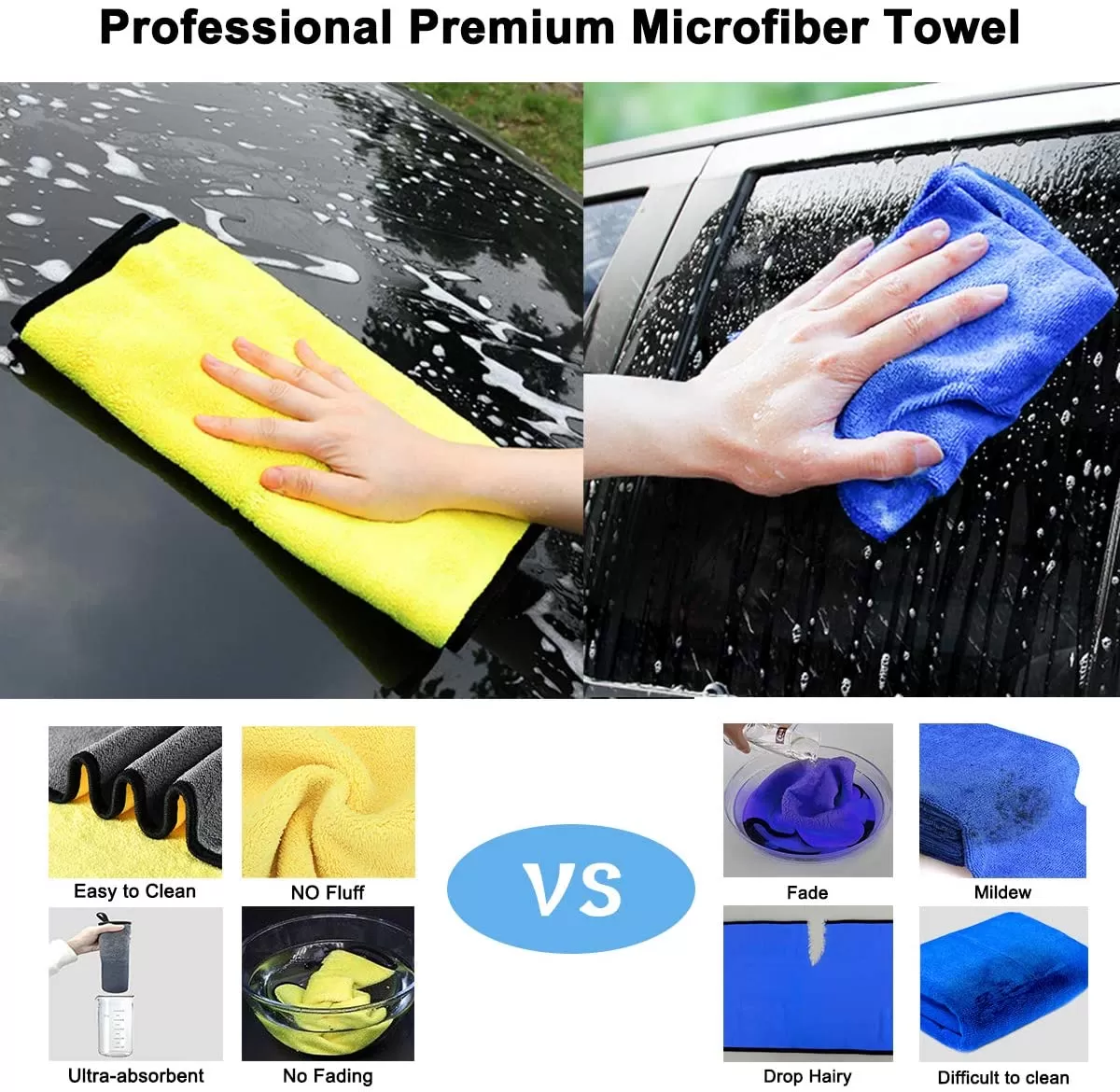 Microfiber Car Wash Towel - Plush Polyester Fibre Car Cleaning Cloth