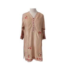 Miraka By Misha Lakhani Light Gold Silk Kurta with Dupatta | Pre Loved |