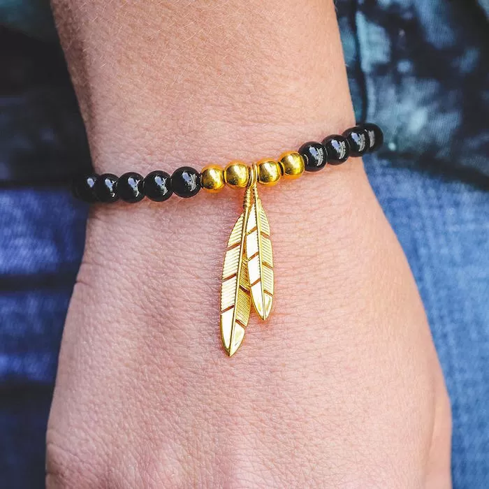 Mister Gold Feather Bead Bracelet