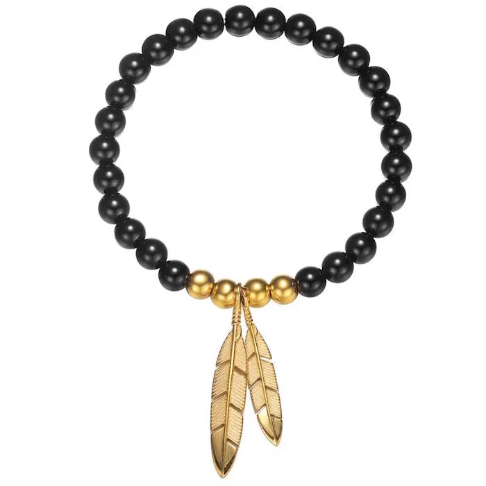 Mister Gold Feather Bead Bracelet